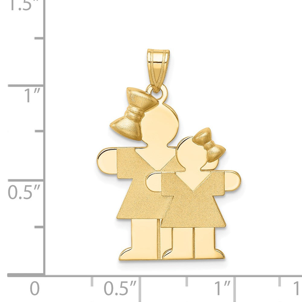 14k Big Girl and Little Girl Engravable Charm