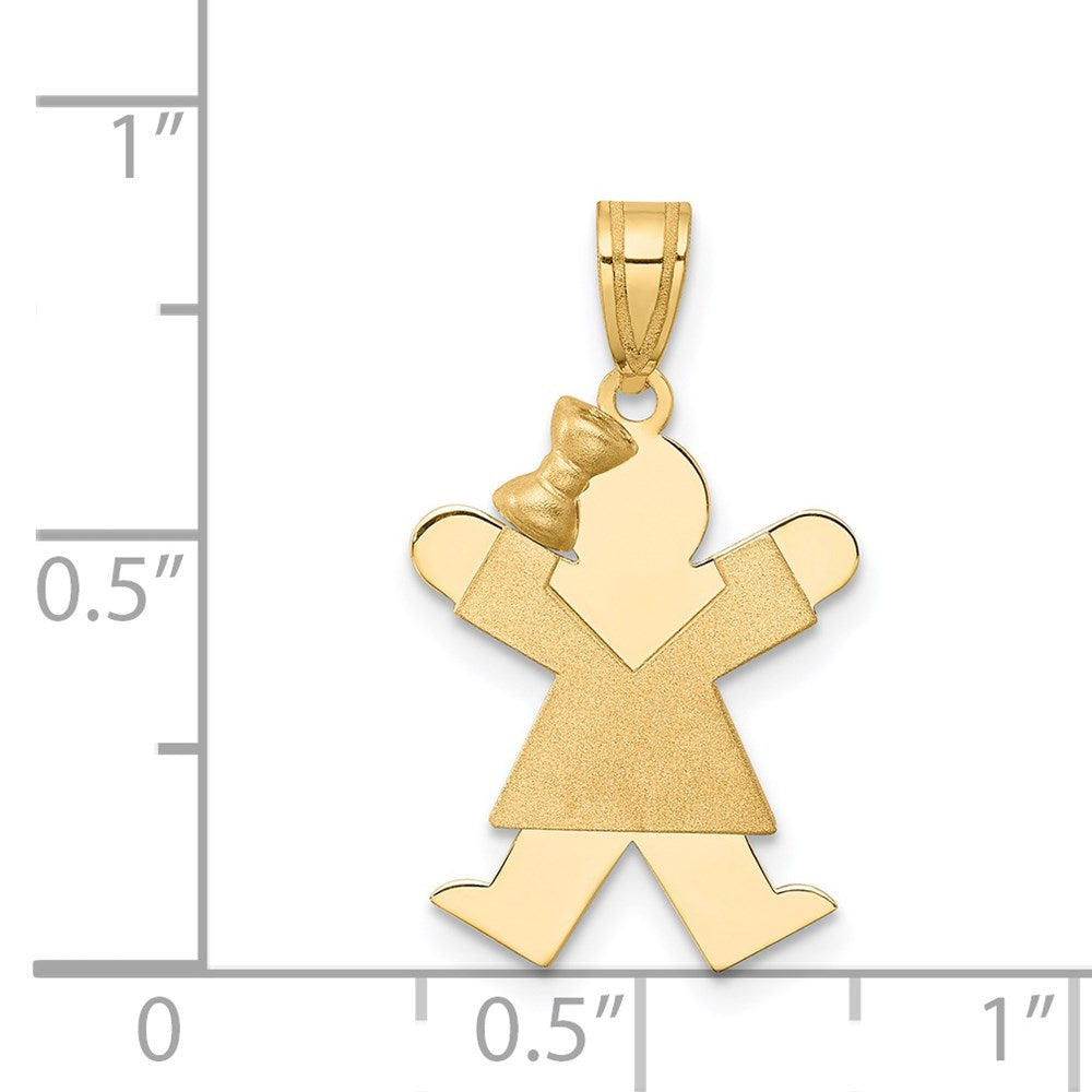 14k Solid Engravable Girl with Bow on Left Charm