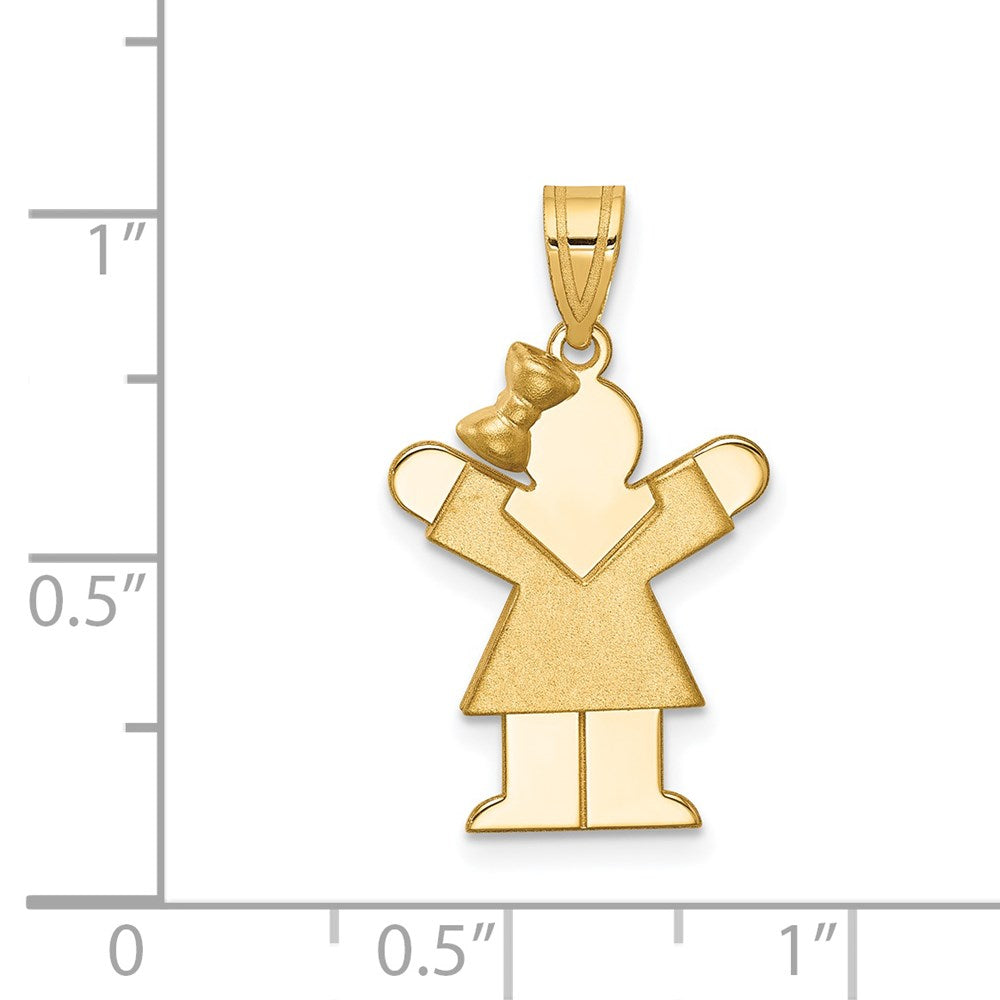 14k Solid Engravable Girl with Bow on Left Charm
