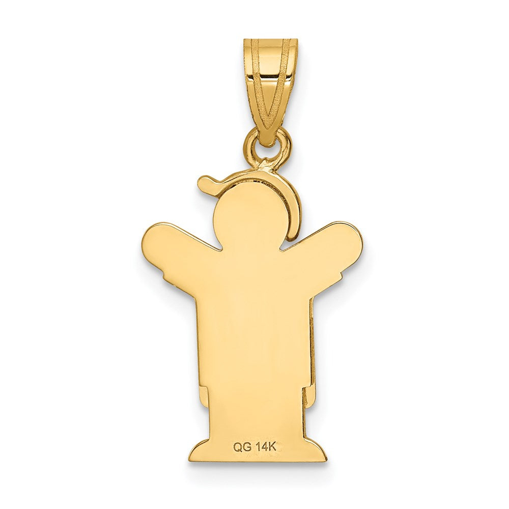 14k Solid Engravable Boy in Overalls with Hat on Left Charm