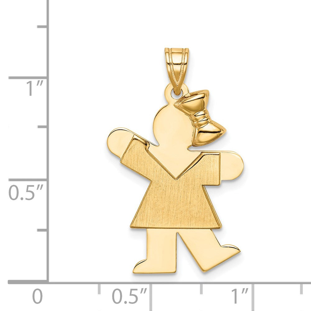 14k Solid Engravable Girl with Bow on Right Charm
