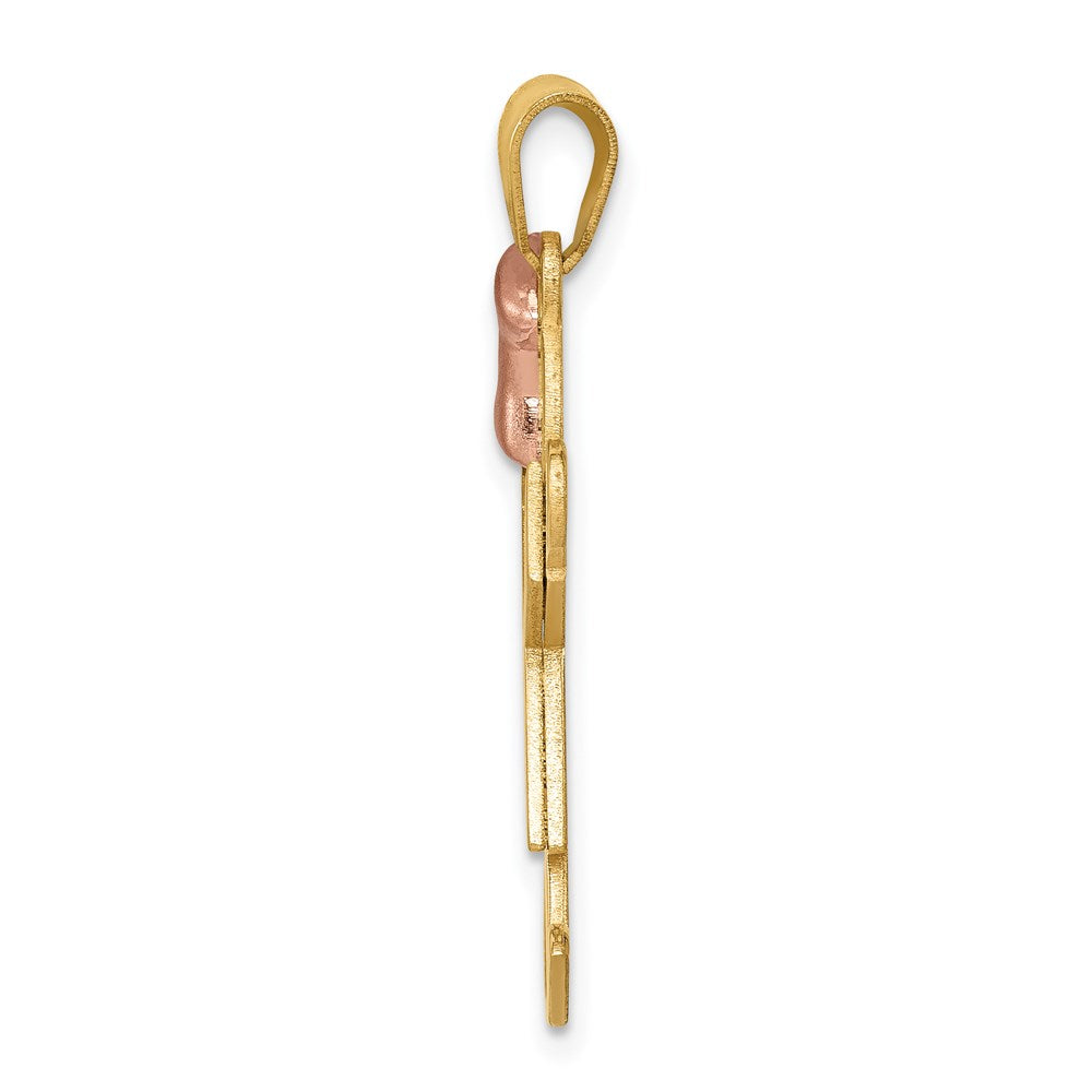 14k Two-Tone Large Girl with Bow on Left Engravable Charm