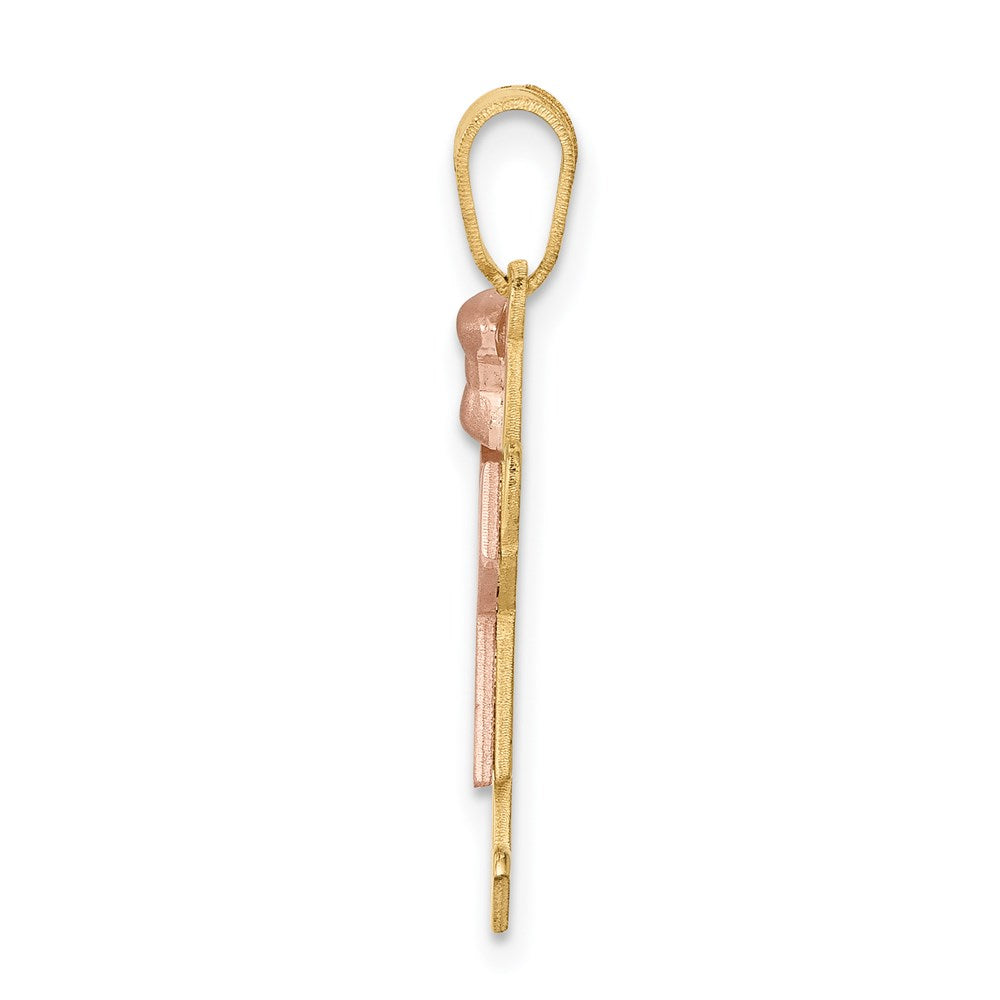 14k Two-Tone Small Girl with Bow on Left Engravable Charm