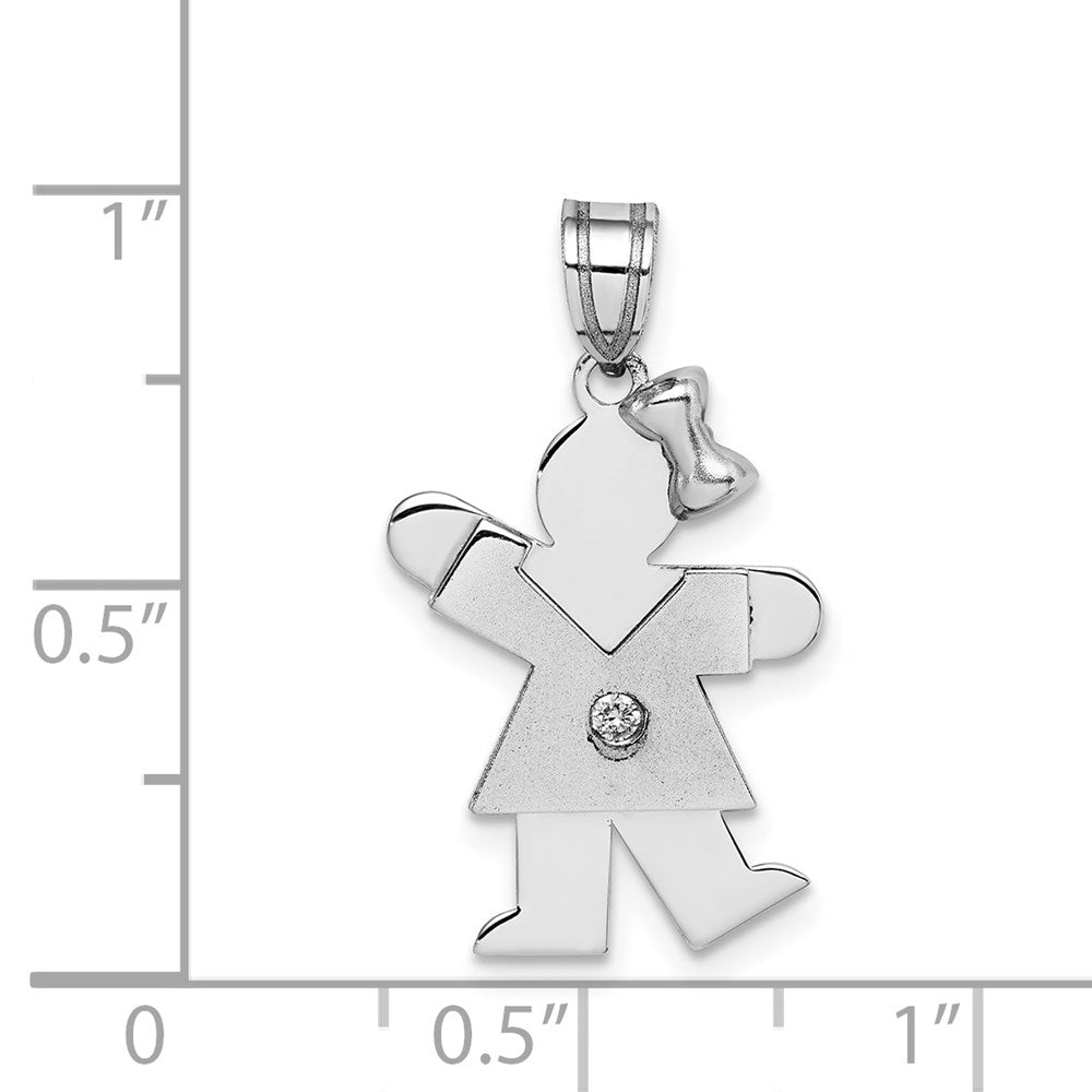 14k White Gold AAA Diamond Kid Pendant