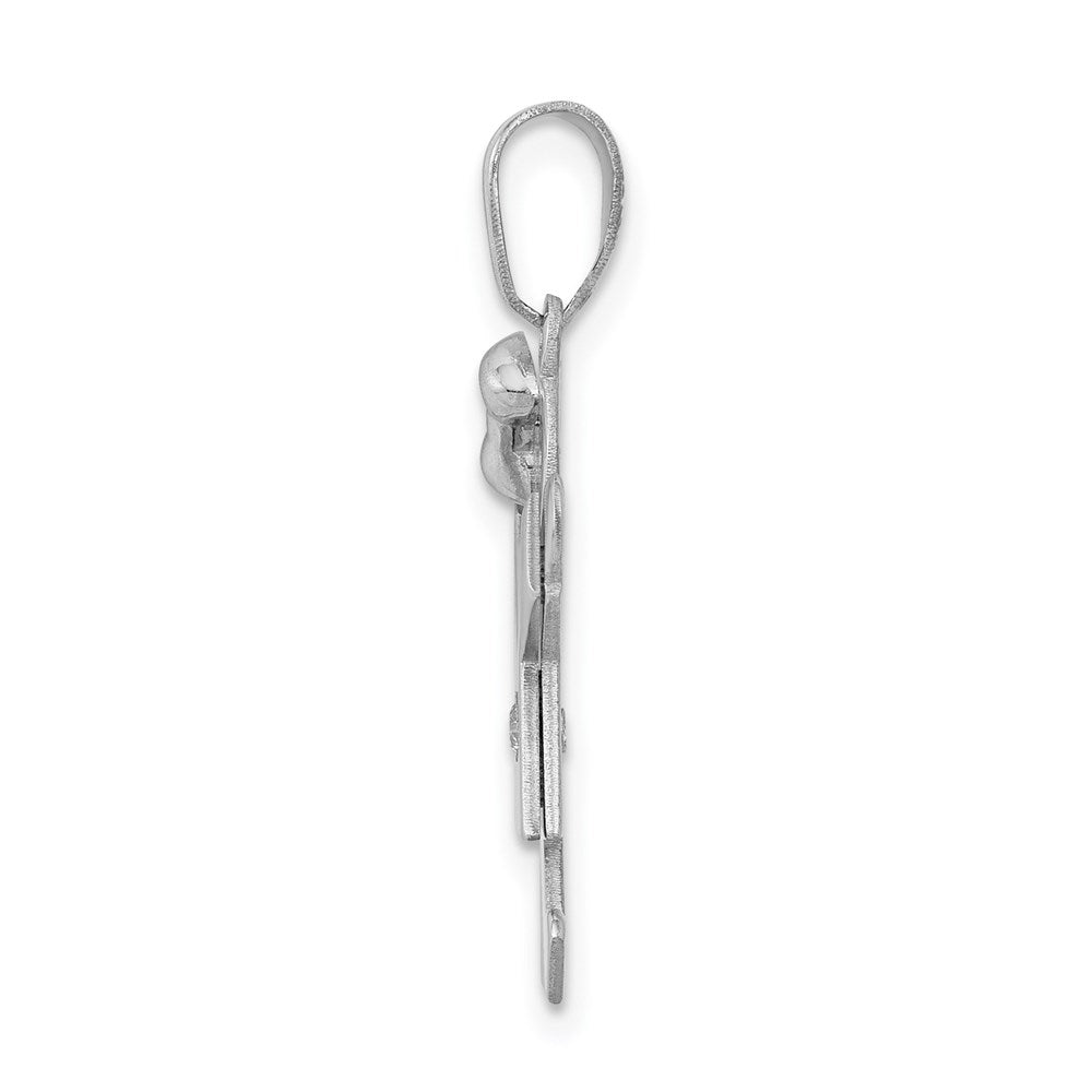 14k White Gold AAA Diamond Kid Pendant
