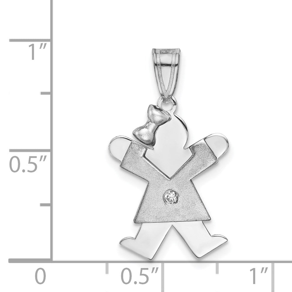 14k White Gold AAA Diamond Kid Pendant