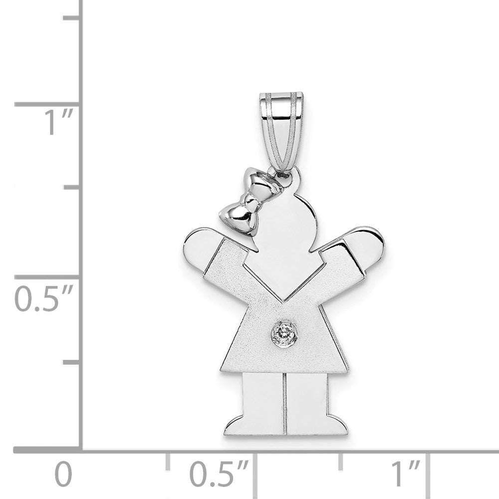 14k White Gold AAA Diamond Kid Pendant