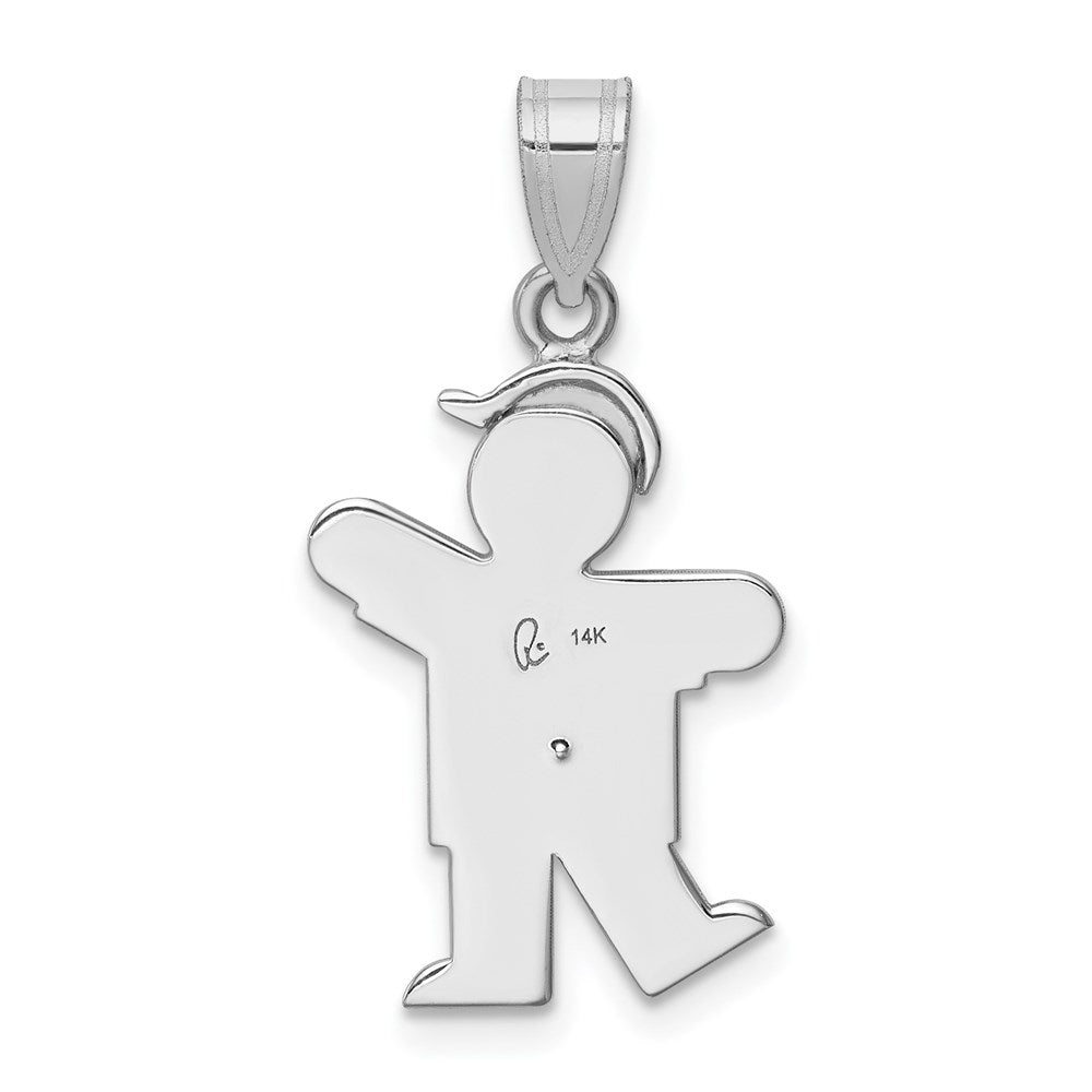 14k White Gold AAA Diamond Kid Pendant