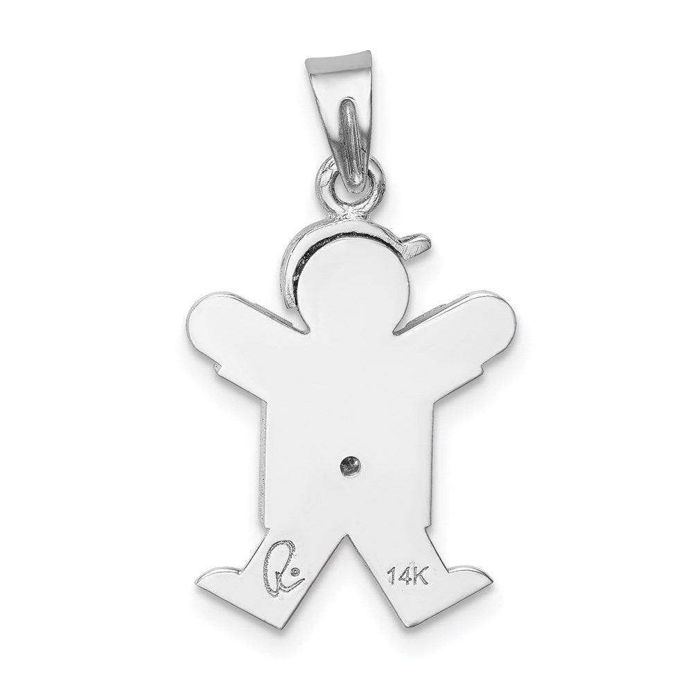 14k White Gold AAA Diamond Kid Pendant