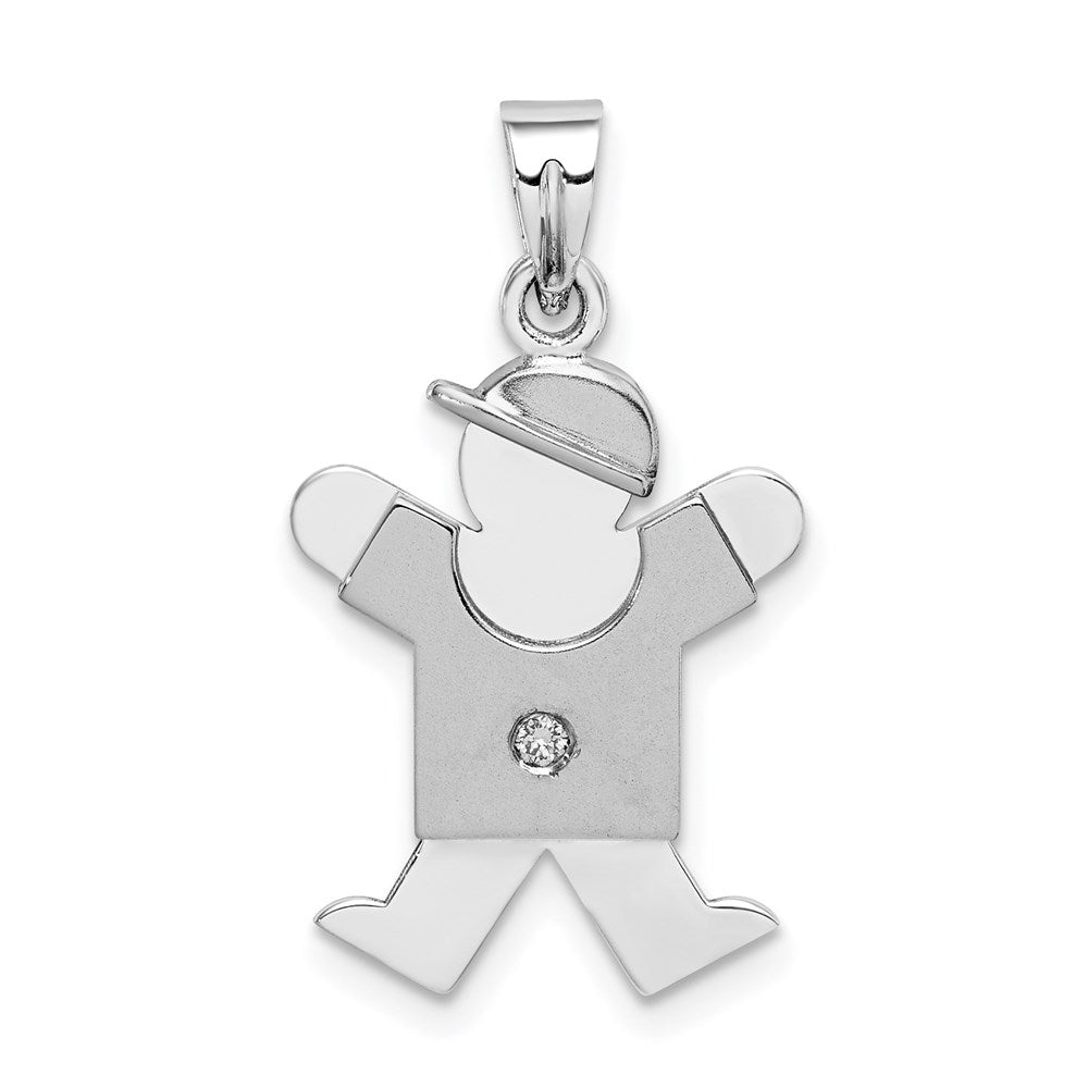 14k White Gold A Diamond Kid Pendant
