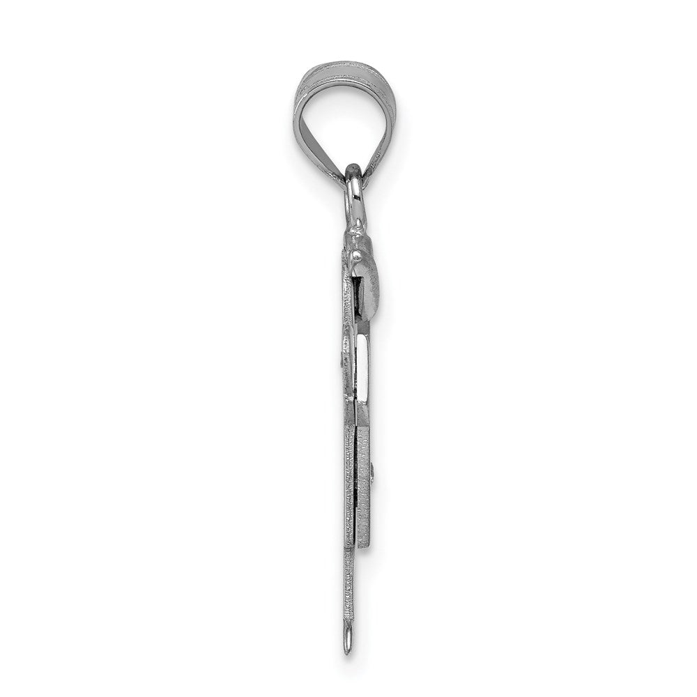 14k White Gold AAA Diamond Kid Pendant
