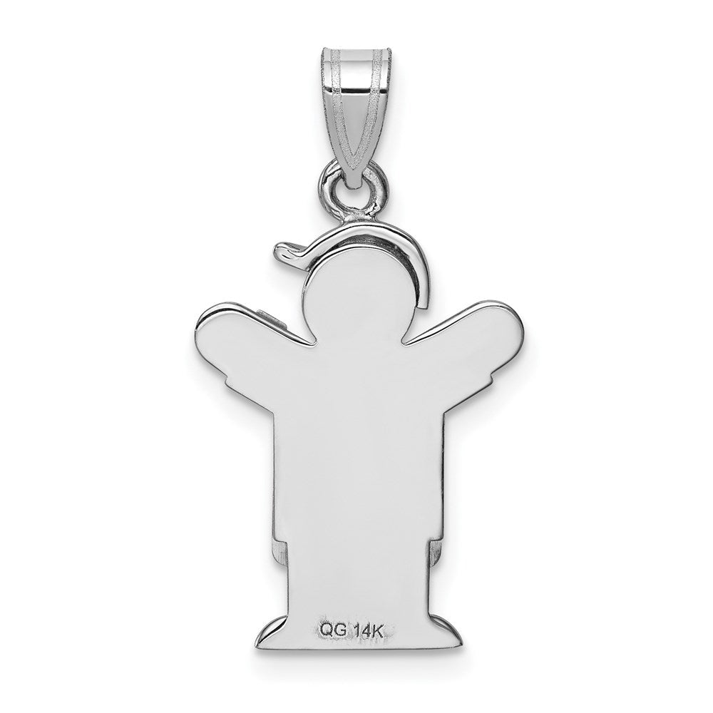 14k White Gold AAA Diamond Kid Pendant