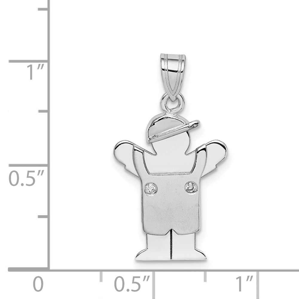 14k White Gold AAA Diamond Kid Pendant