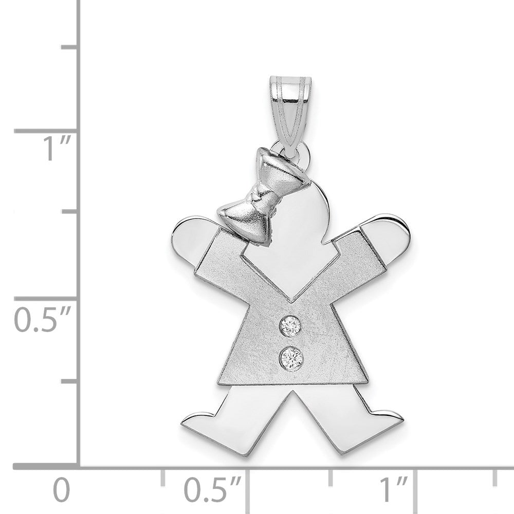 14k White Gold AAA Diamond Kid Pendant