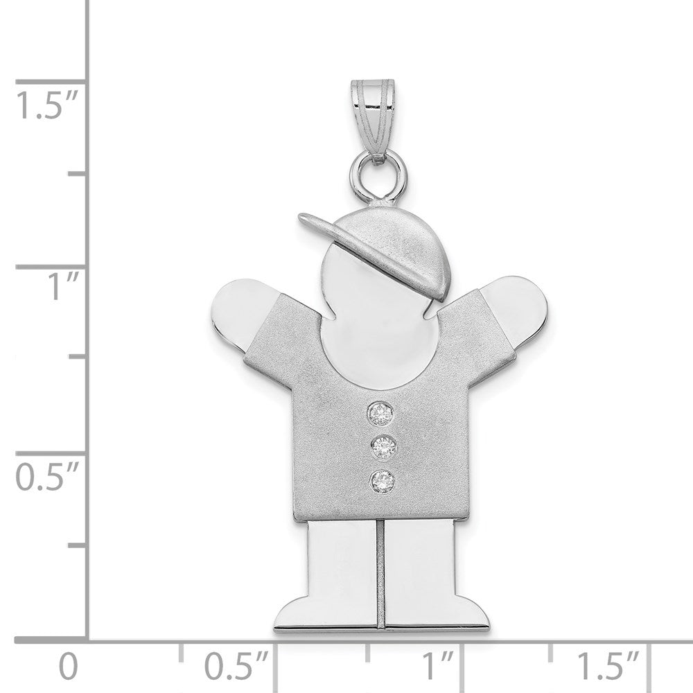 14k White Gold AAA Diamond Kid Pendant