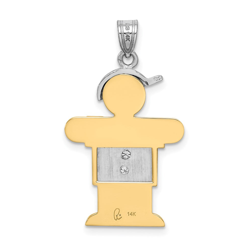 14k White Gold AA Diamond Kid Pendant