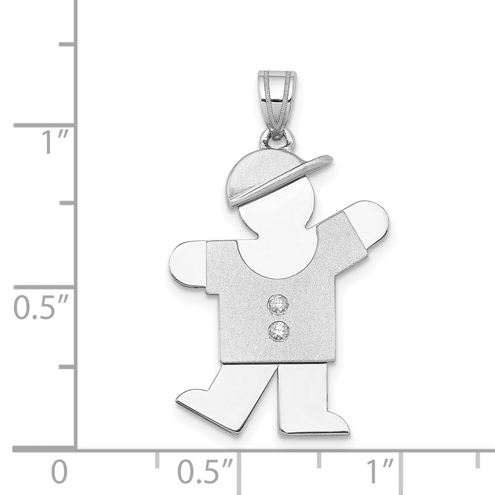 14k White Gold A Diamond Kid Pendant