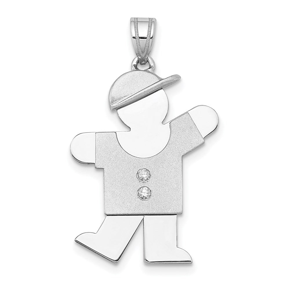 14k White Gold A Diamond Kid Pendant
