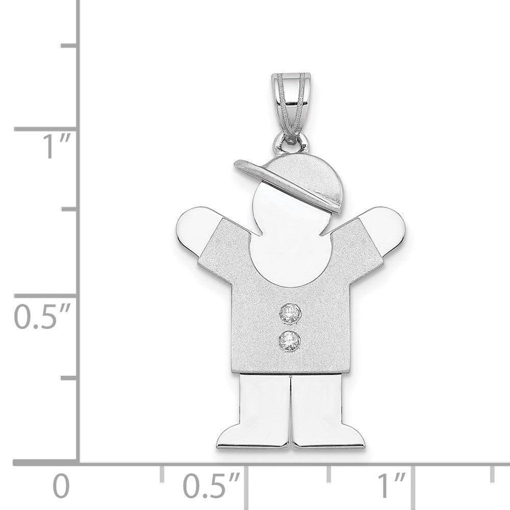 14k White Gold A Diamond Kid Pendant