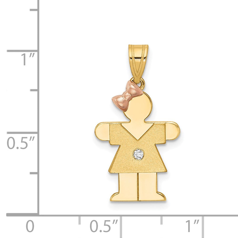 14k Two-tone AA Diamond Kid Pendant