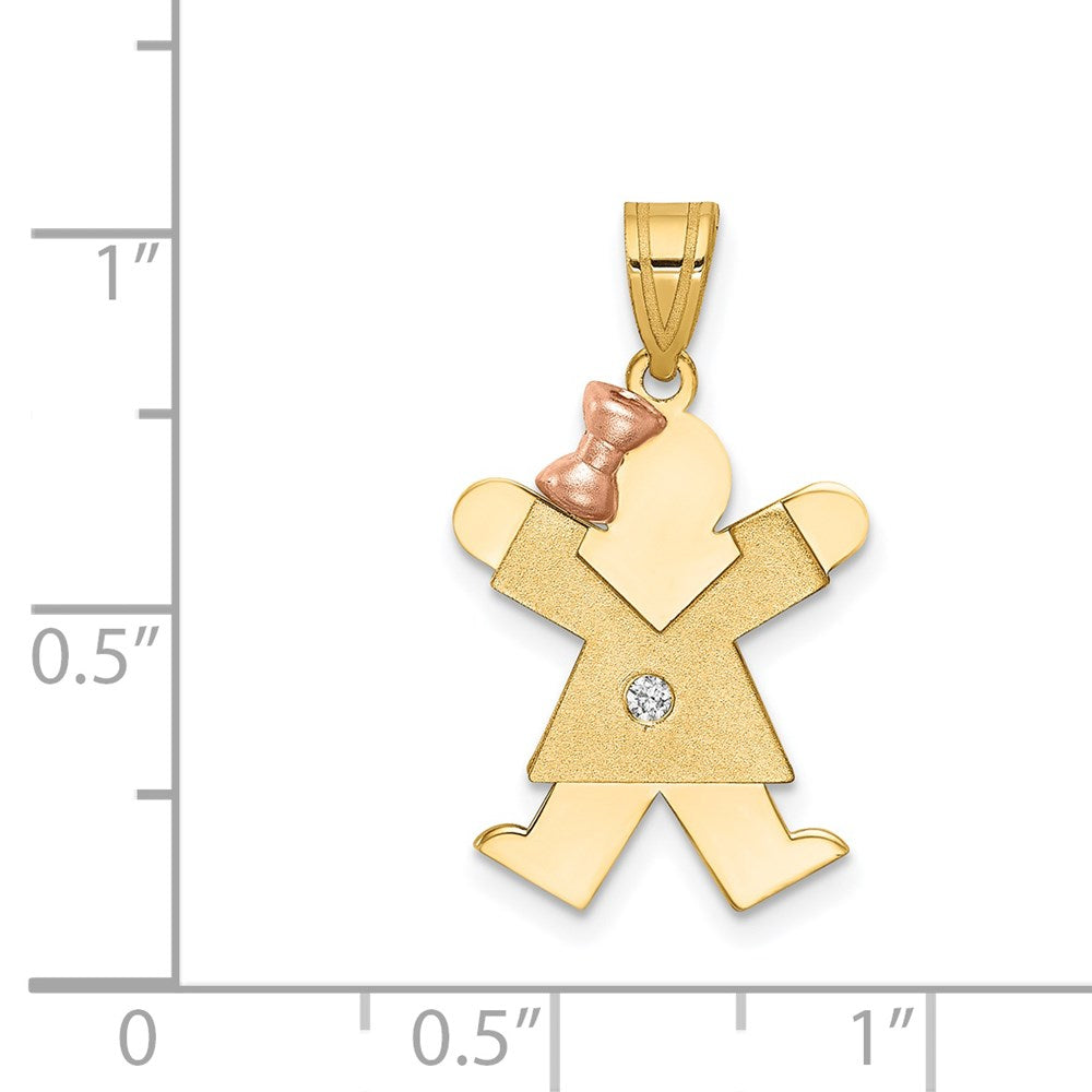 14k Two-tone AAA Diamond Kid Pendant
