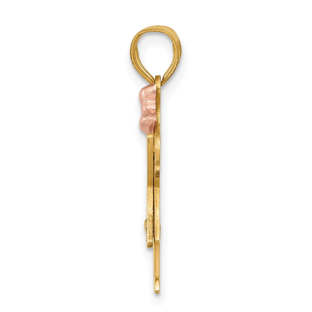14k Two-tone AA Diamond Kid Pendant