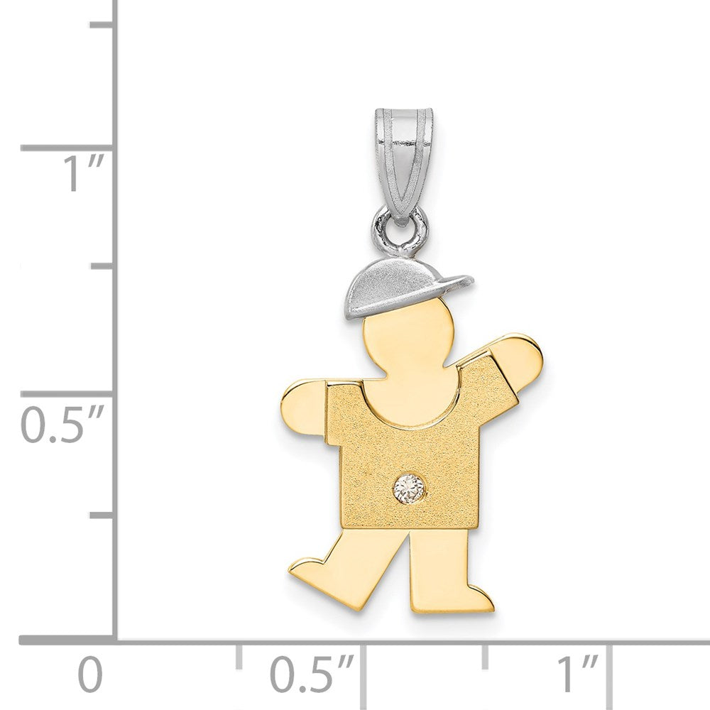 14k Two-tone VS Diamond Kid Pendant