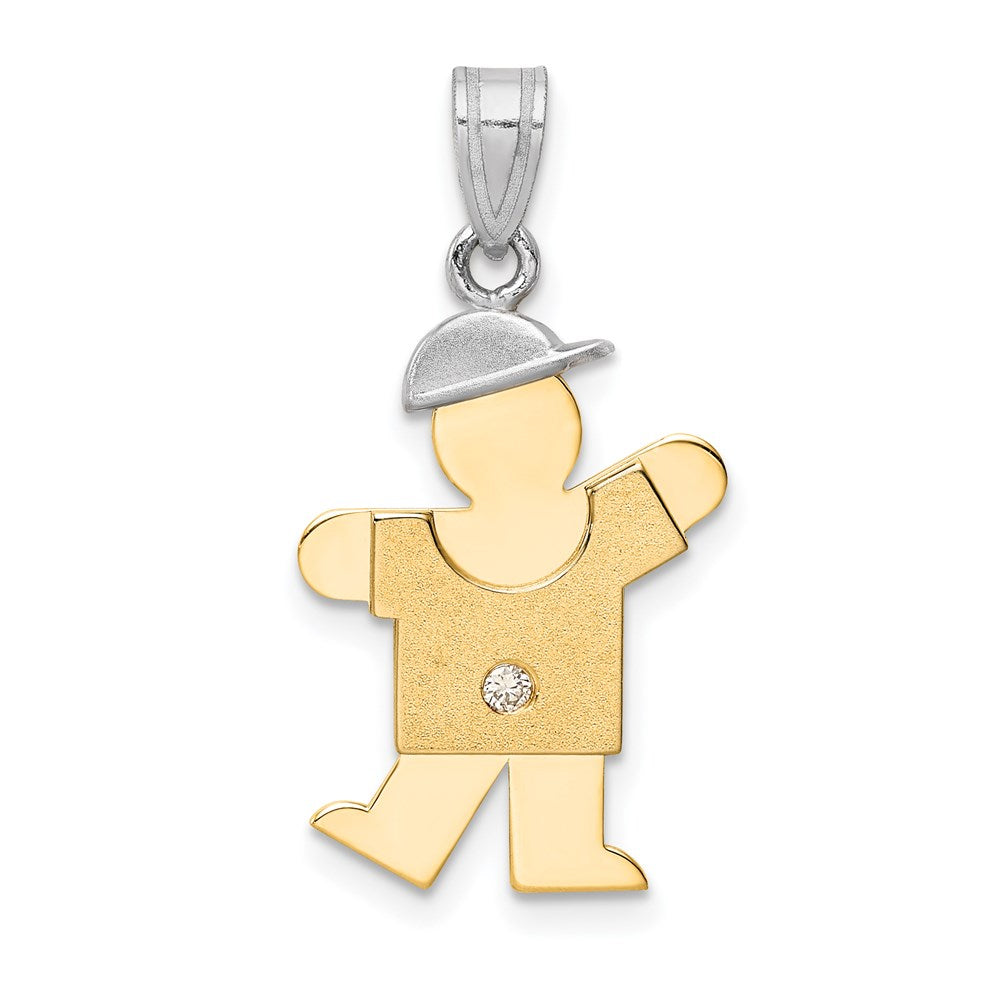 14k Two-tone VS Diamond Kid Pendant