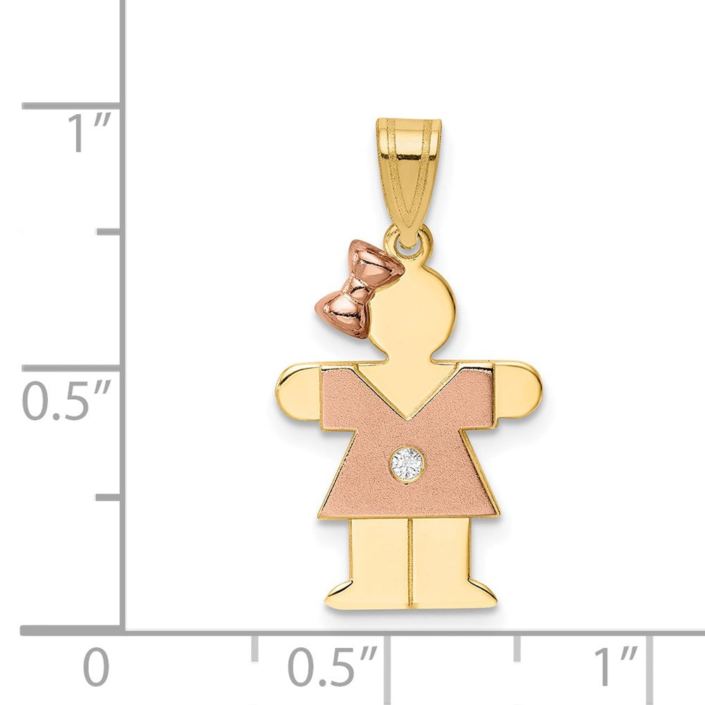 14k Two-tone A Diamond Kid Pendant