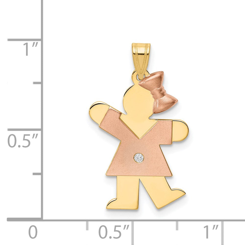 14k Two-tone A Diamond Kid Pendant