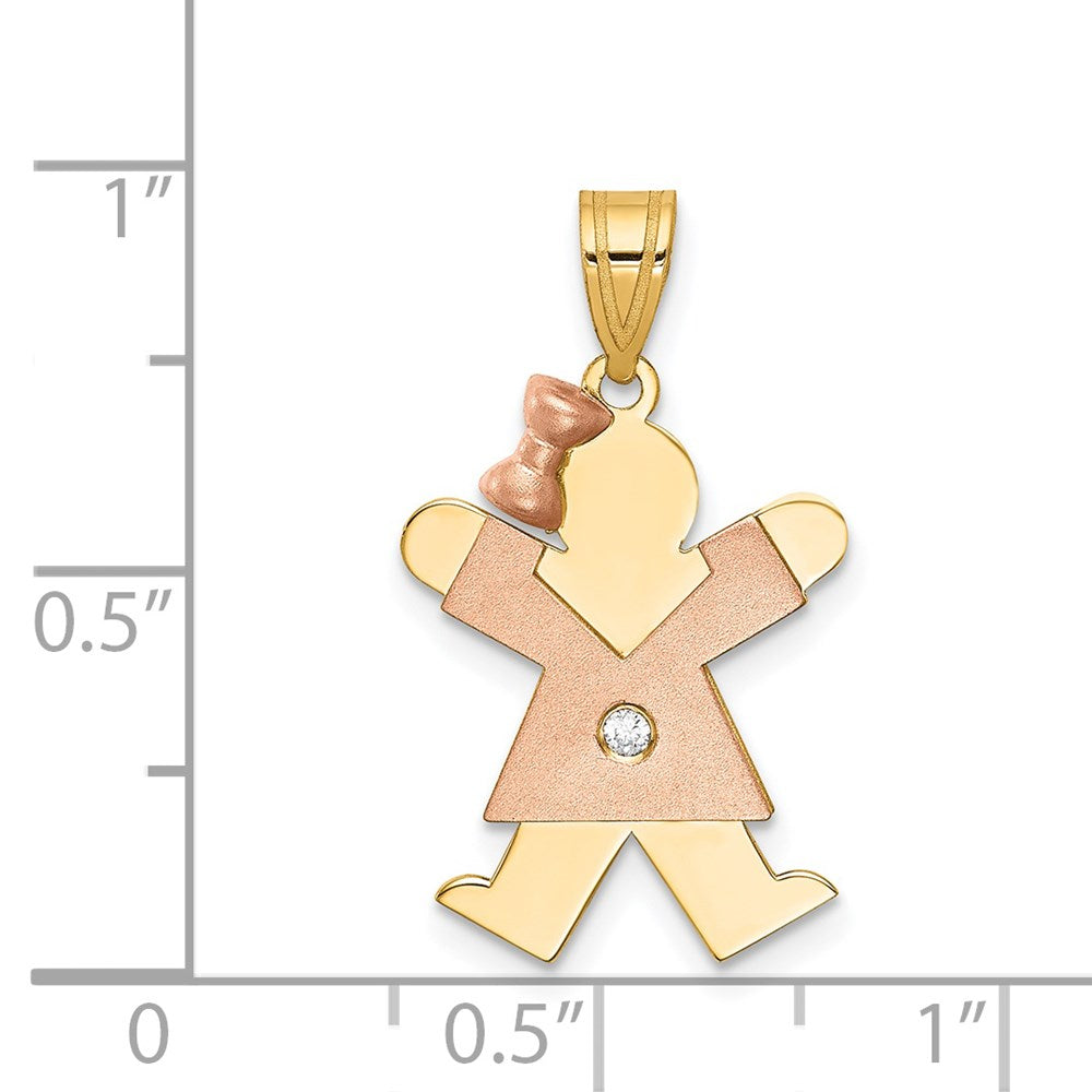 14k Two-tone VS Diamond Kid Pendant
