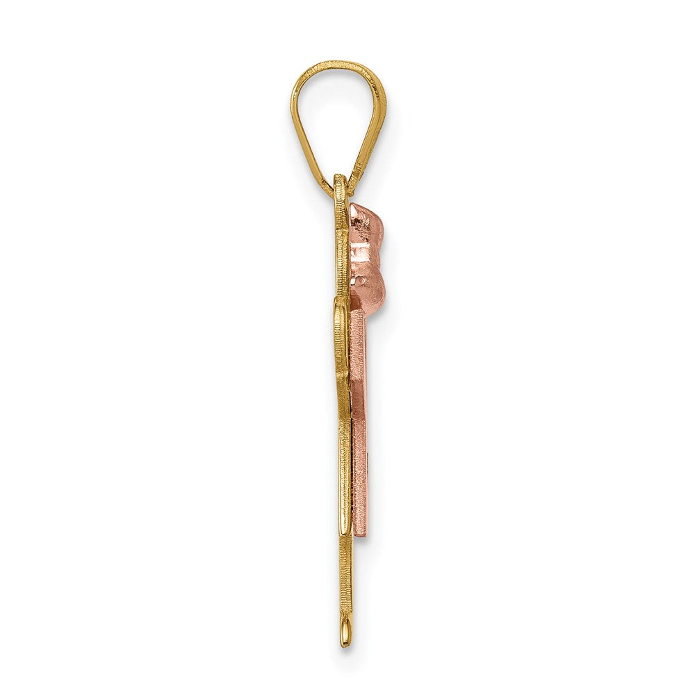 14k Two-tone AA Diamond Kid Pendant