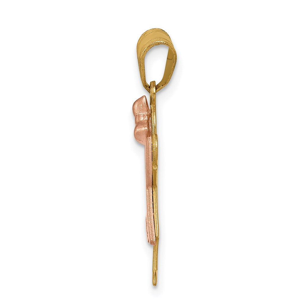 14k Two-tone A Diamond Kid Pendant