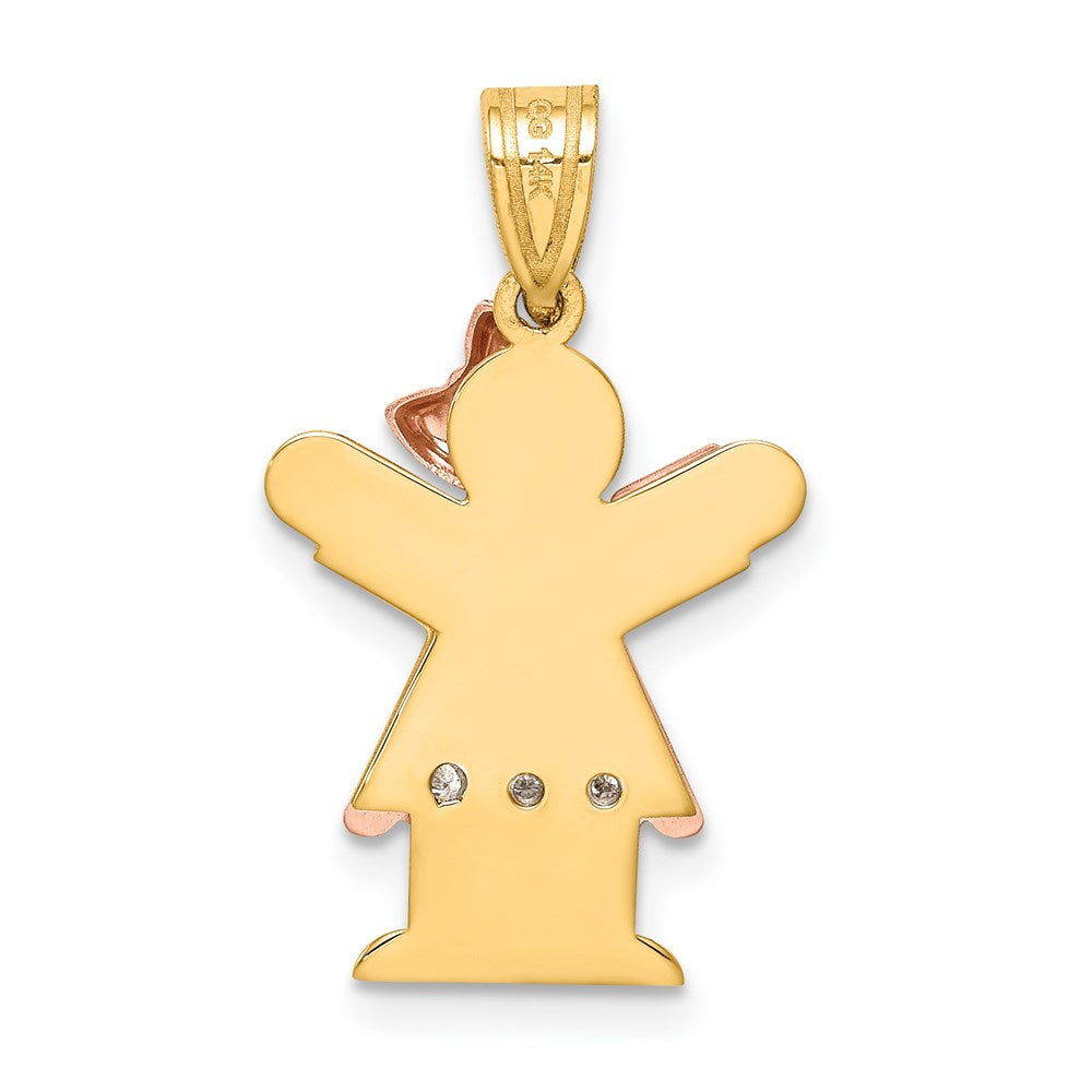 14k Two-tone A Diamond Kid Pendant