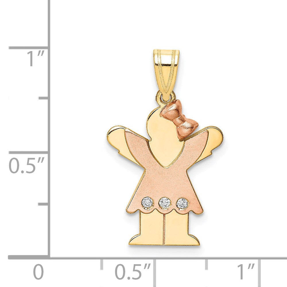 14k Two-tone A Diamond Kid Pendant