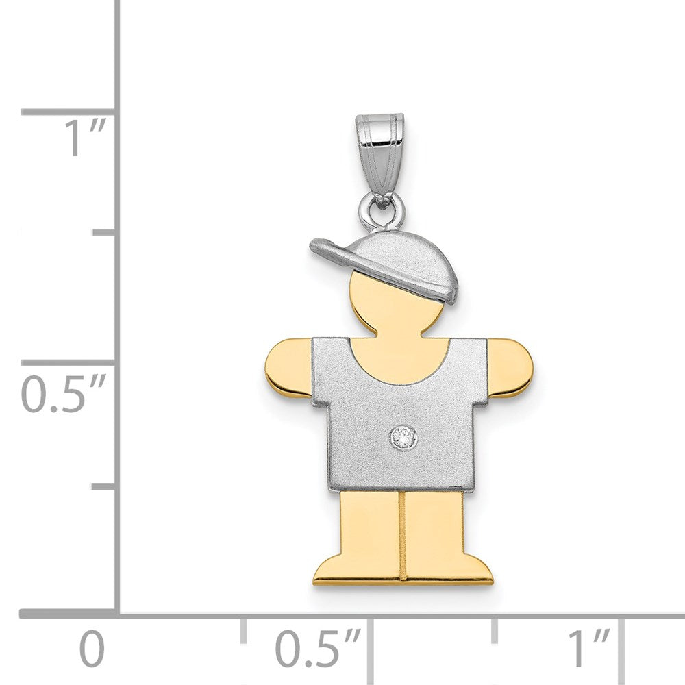 14k Two-tone AAA Diamond Kid Pendant