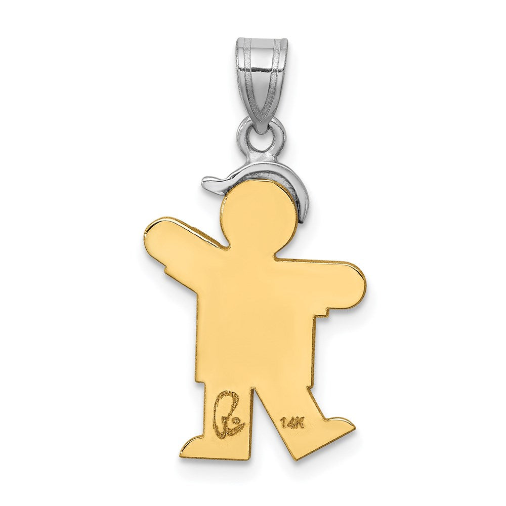 14k Two-tone AA Diamond Kid Pendant