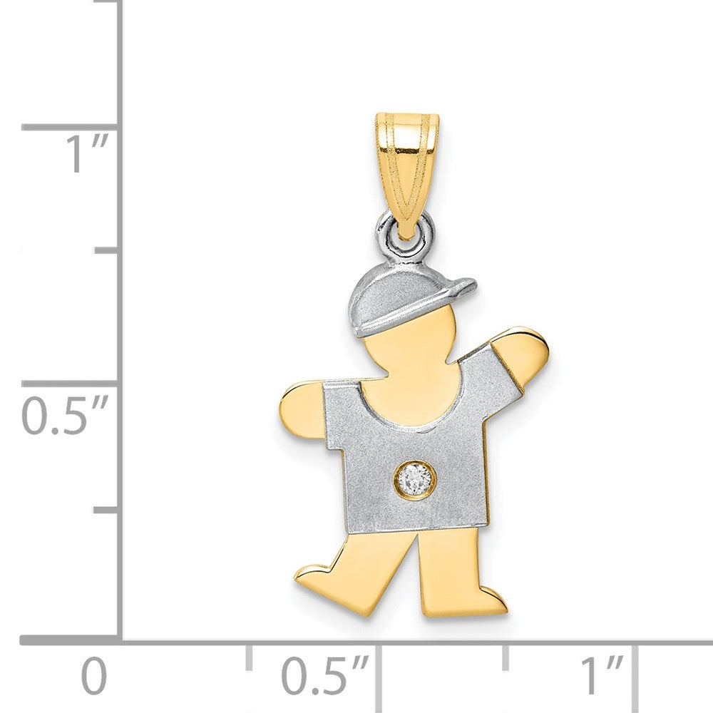 14k Two-tone AA Diamond Kid Pendant