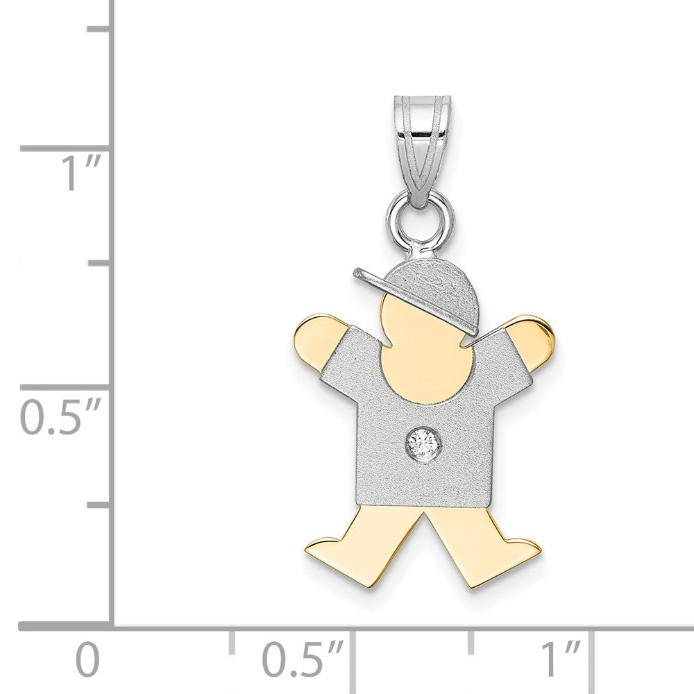 14k Two-tone AAA Diamond Kid Pendant