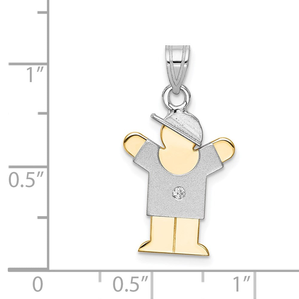 14k Two-tone AA Diamond Kid Pendant