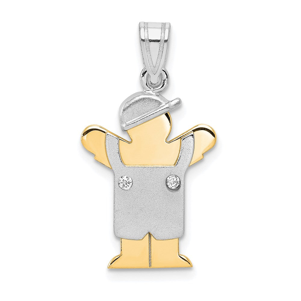 14k Two-tone A Diamond Kid Pendant