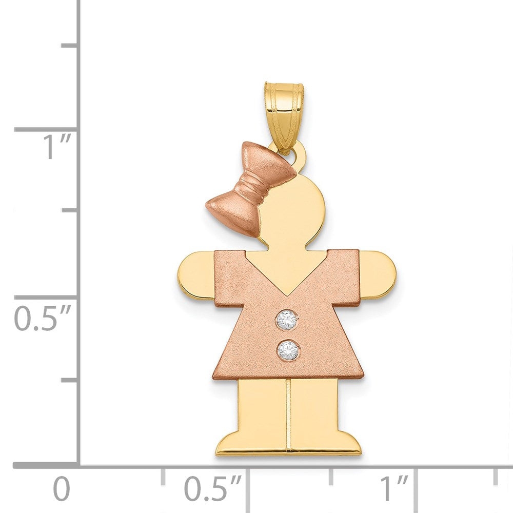 14k Two-tone A Diamond Kid Pendant