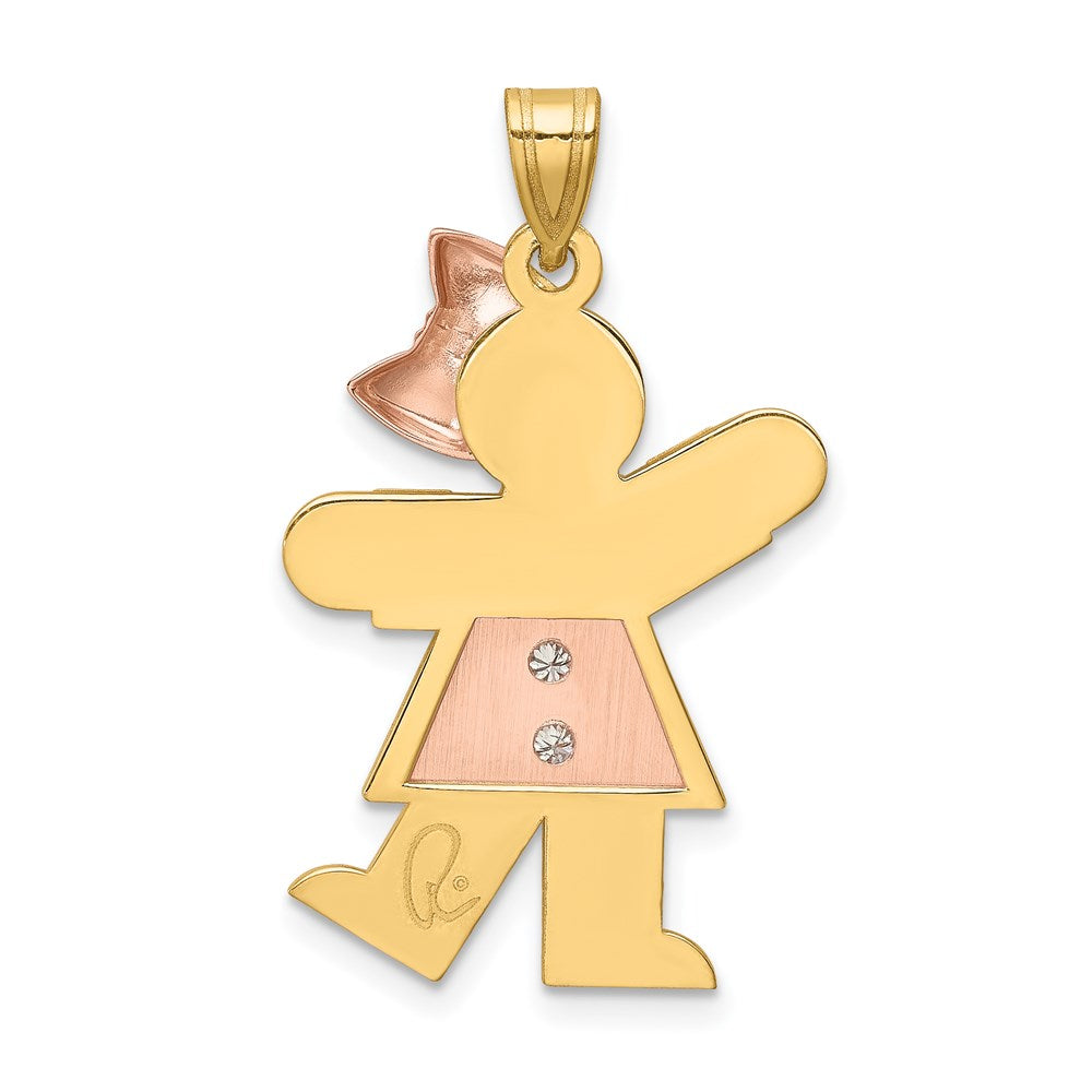 14k Two-tone A Diamond Kid Pendant
