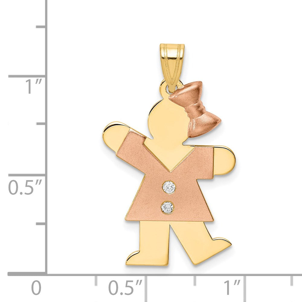 14k Two-tone VS Diamond Kid Pendant