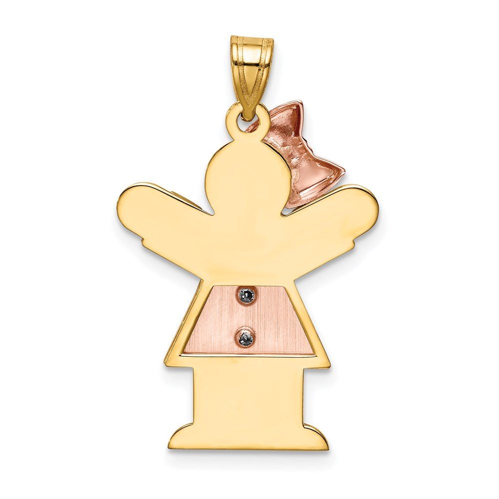14k Two-tone A Diamond Kid Pendant