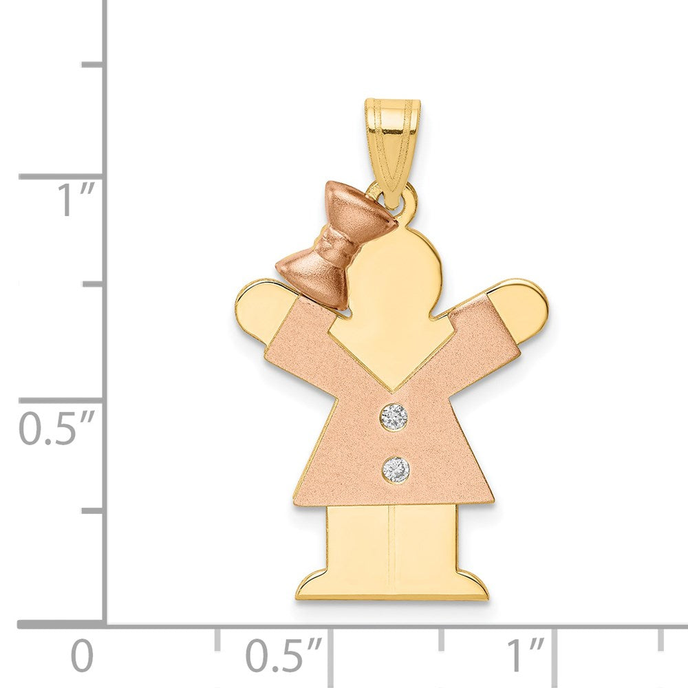 14k Two-tone A Diamond Kid Pendant