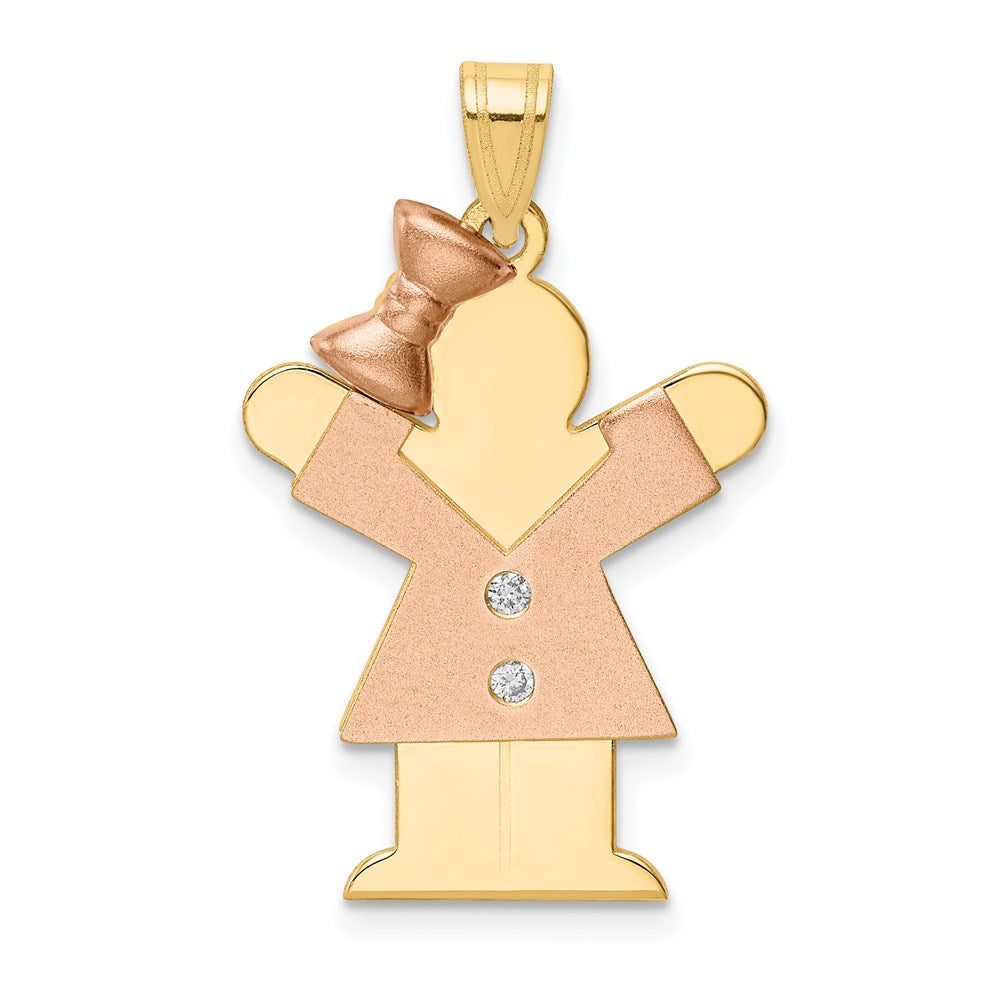 14k Two-tone A Diamond Kid Pendant