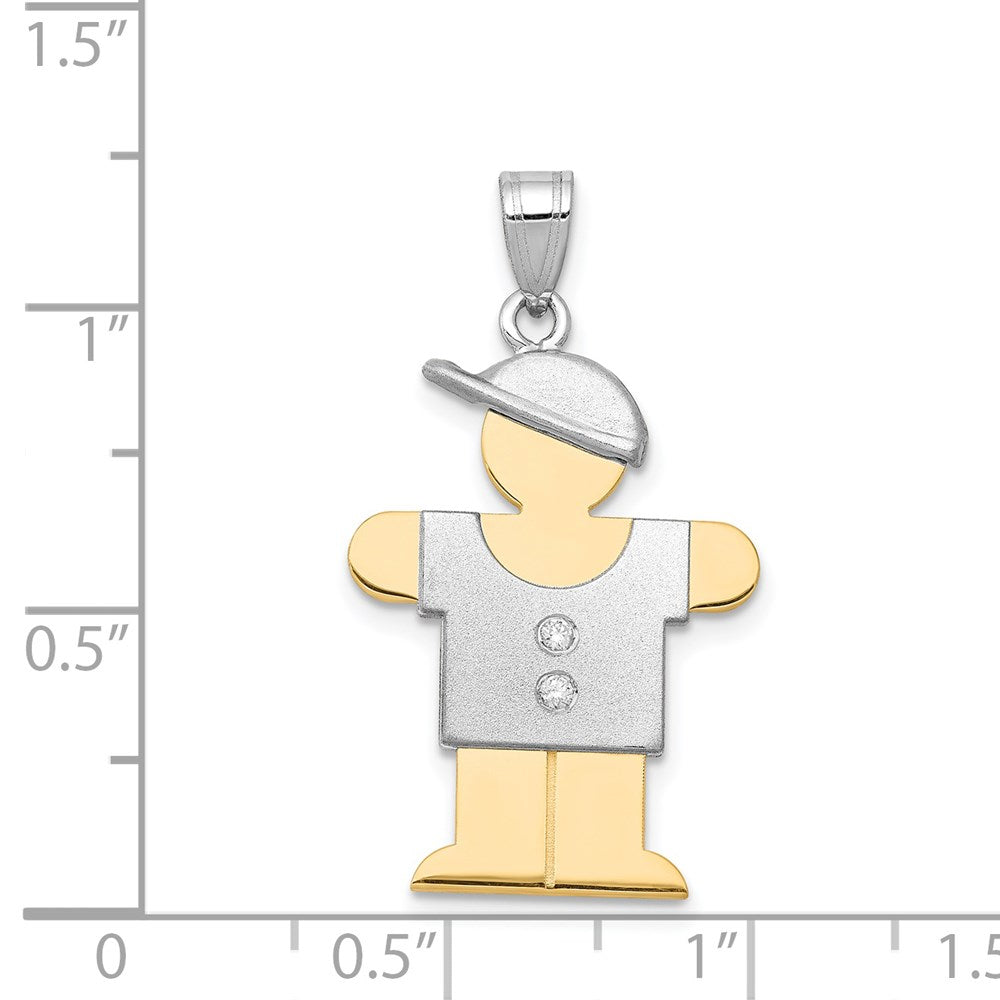 14k Two-tone AA Diamond Kid Pendant