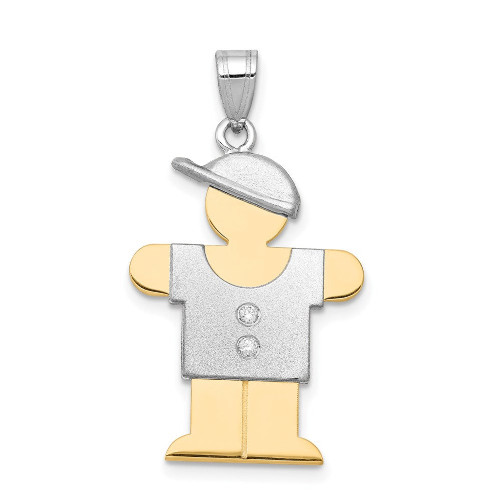 14k Two-tone AA Diamond Kid Pendant