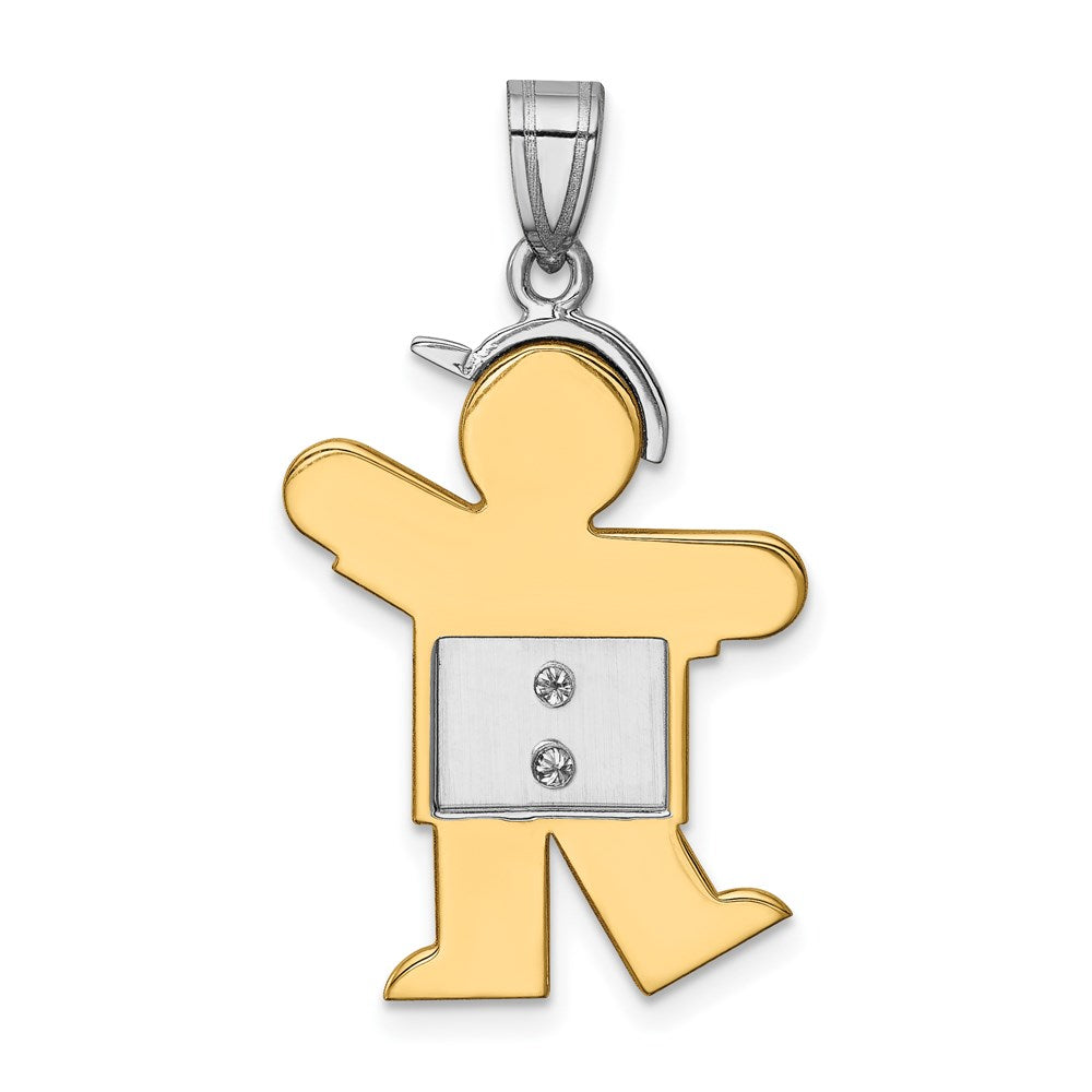 14k Two-tone VS Diamond Kid Pendant